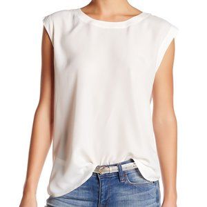 JCrew White Drapey Sleeveless Blouse